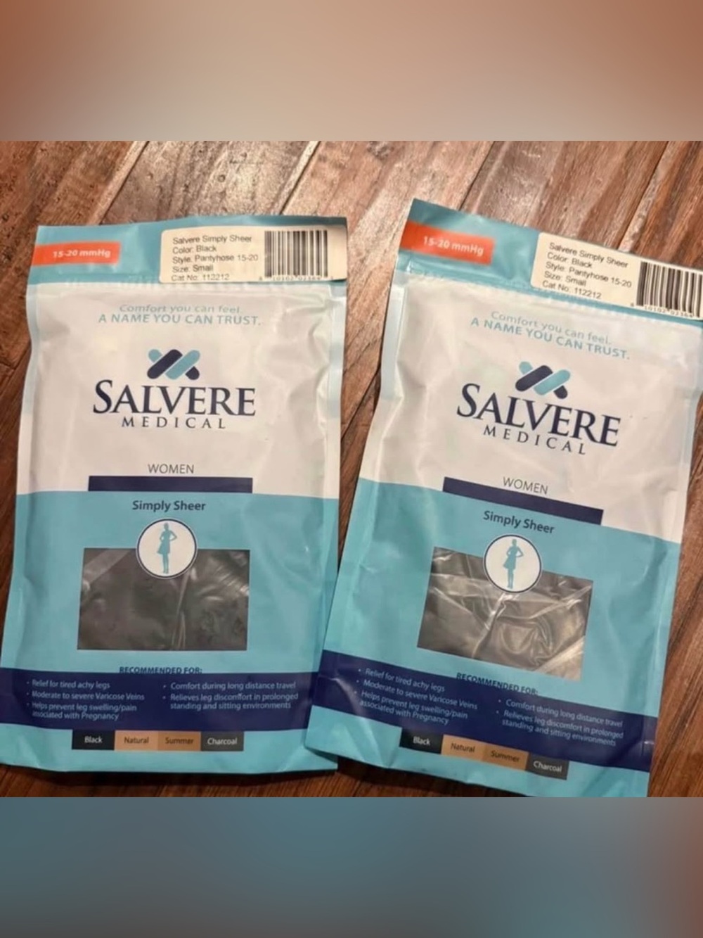 New!  Salvere Medical Simply Sheer Compression Stockings - black. small 2 pair
